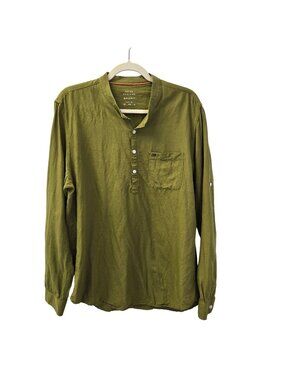 Peter England Sport Viscose & Linen Blend Slim Fit Quarter Button Shirt Size 44/